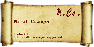 Mihol Csongor névjegykártya